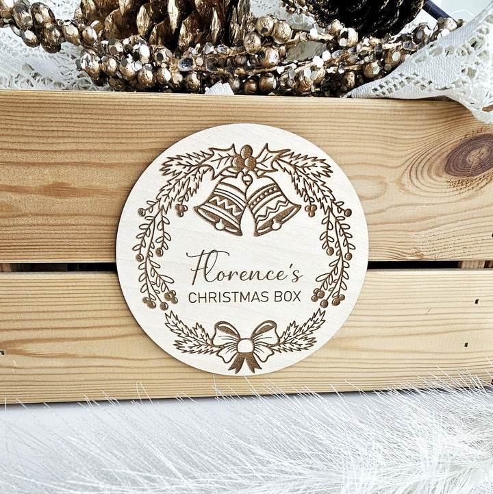Personalised Christmas Eve Box Label - Babys First Christmas Disc -  Milestone Photo Prop