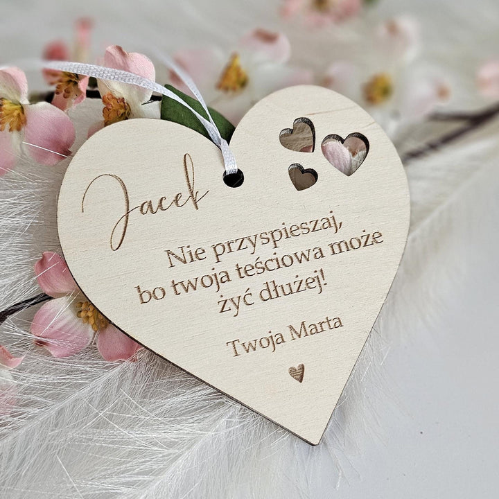Personalised Wooden Car Mirror Pendant - Valentines Day Gift for Driving Partner