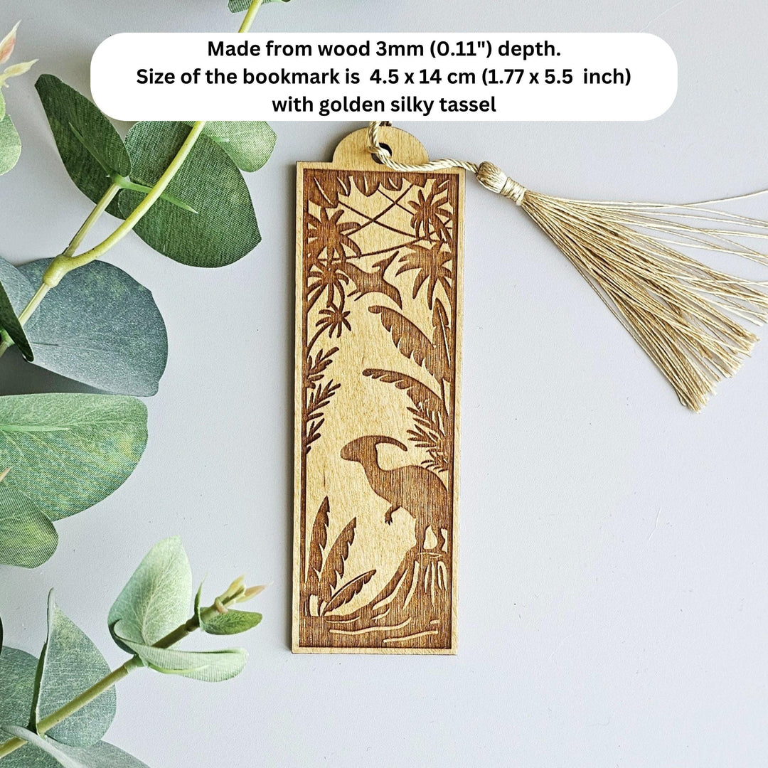 Personalised Dinosaur Wooden Bookmark, Laser Engraved Book Lover Gift - Birthday, Children, School and Nursery Leavers