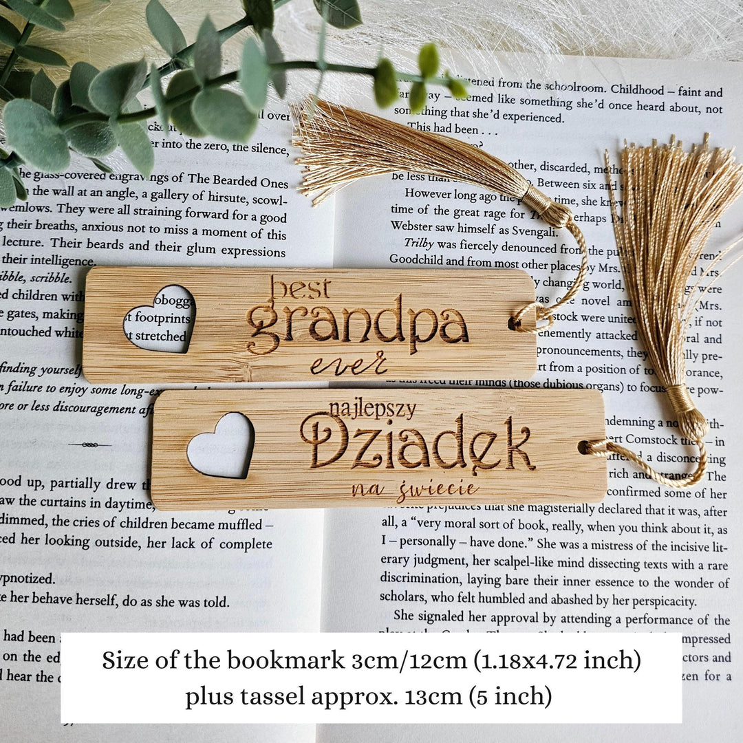 Personalised Wooden Bookmark - Eco-Friendly Bamboo Gift with Golden Silky Tassel