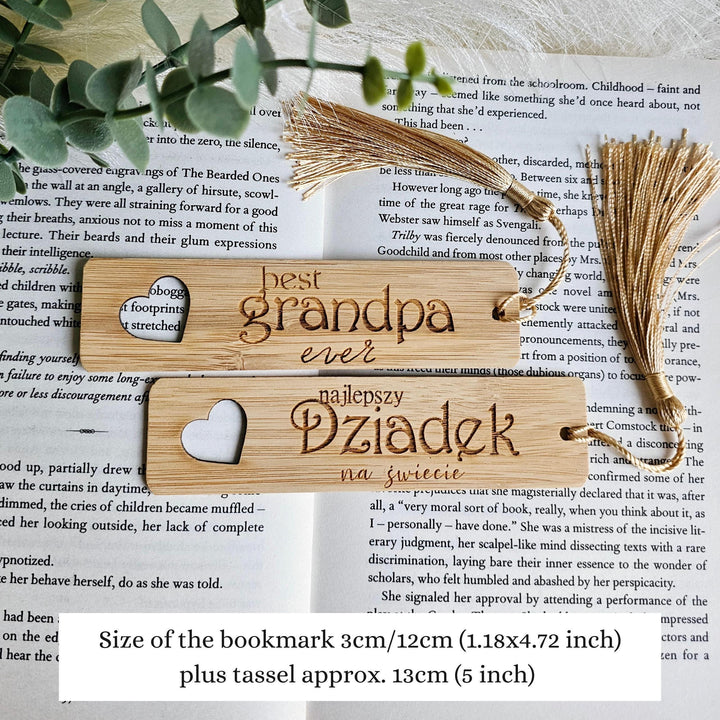 Personalised Wooden Bookmark - Eco-Friendly Bamboo Gift with Golden Silky Tassel