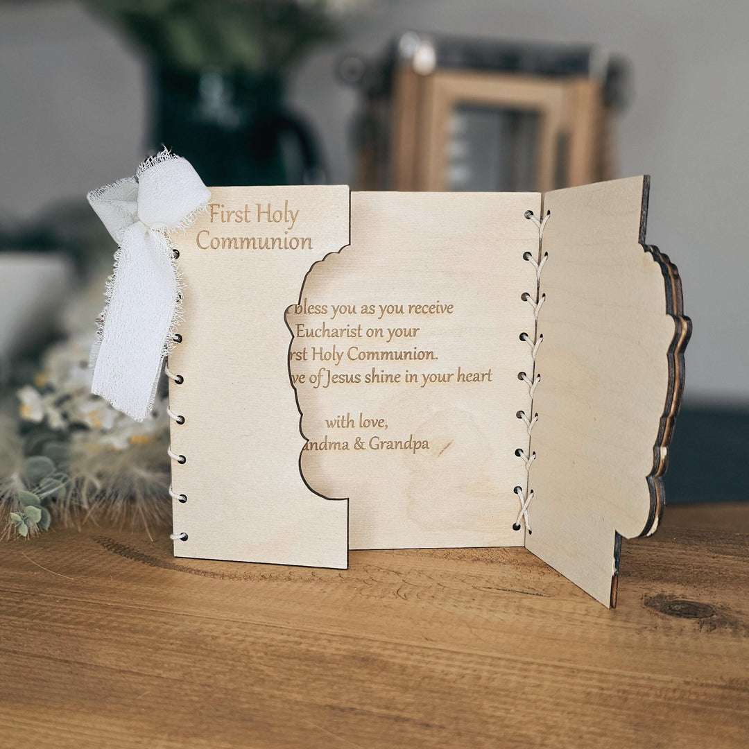 Personalised Wooden First Holy Communion Card Keepsake Gift, Chalice