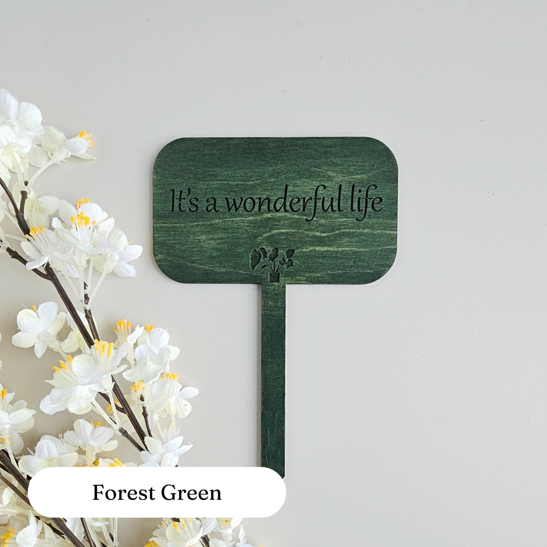 Personalised wooden plant gift tag - Rectangle shape