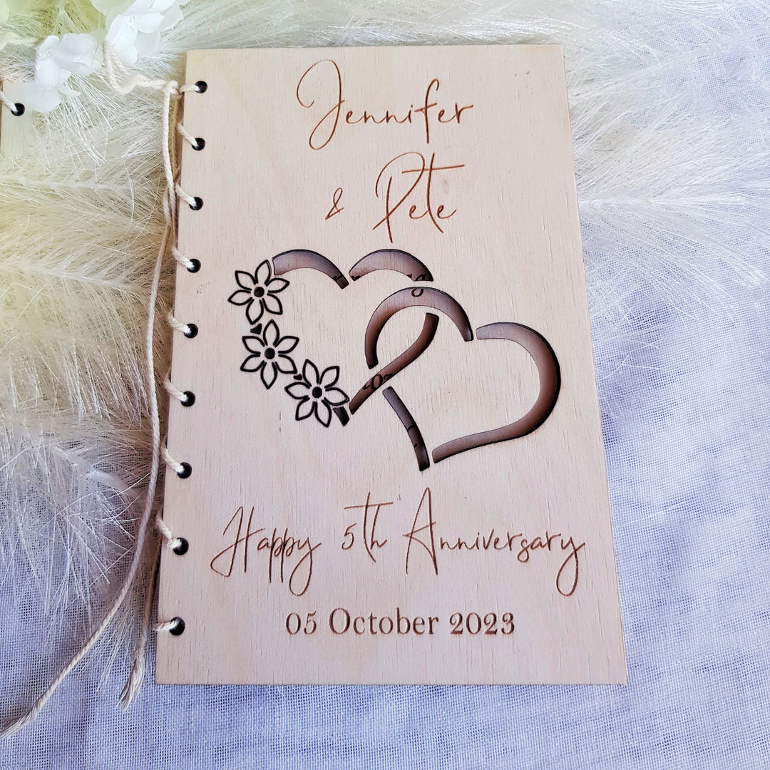 Personalized Wooden Anniversary Card - Rustic Keepsake Gift for Couples