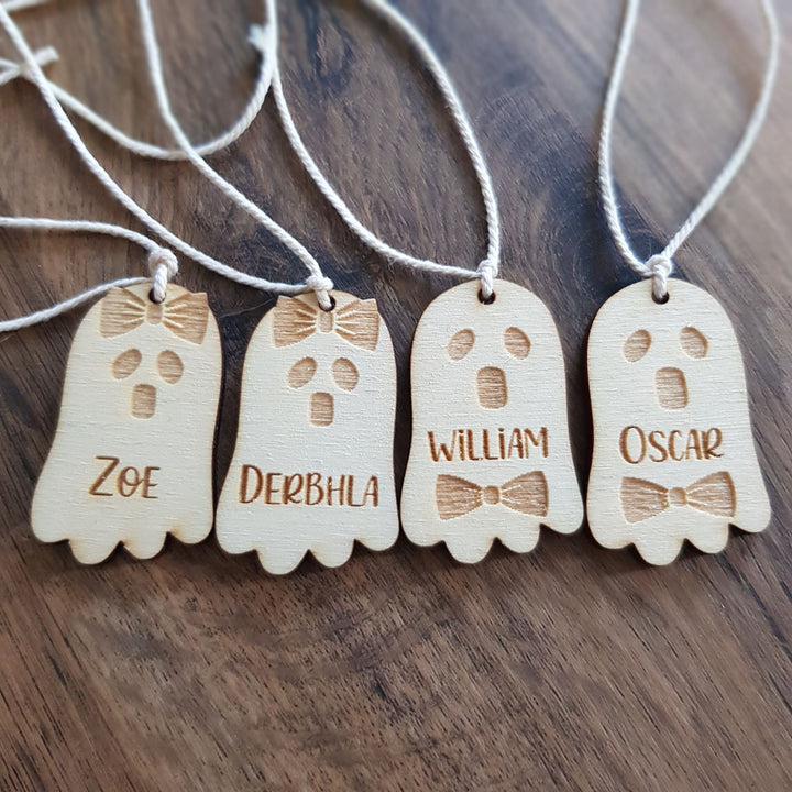Personalised Halloween Basket Tags - Wooden Keepsake Gift Tags