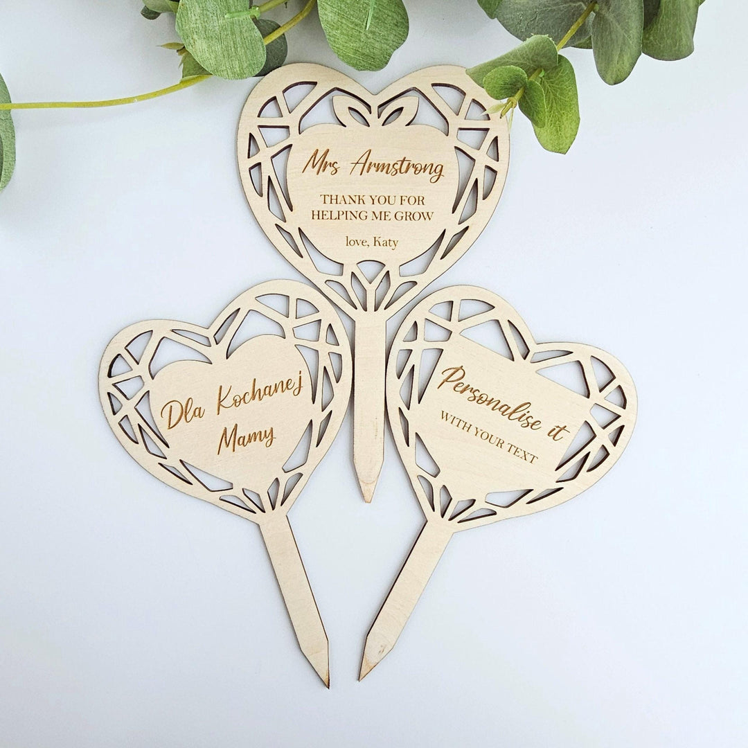 Custom Wooden Plant Tag - Personalised Gift for Anniversaries Mothers Day Birthdays Teacher Appreciation New Home