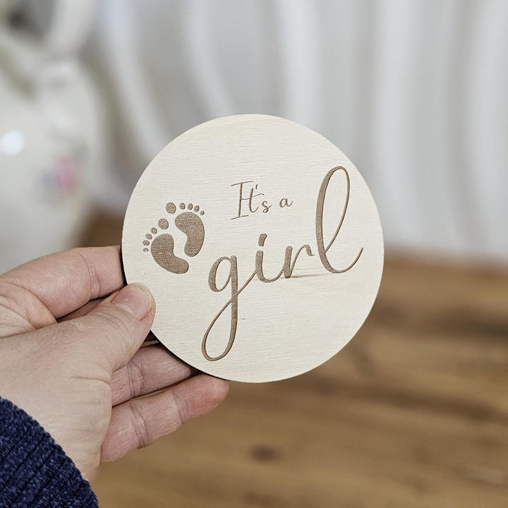 Wooden Baby Announcement | Engraved Milestone Card & Photo Prop Plaque