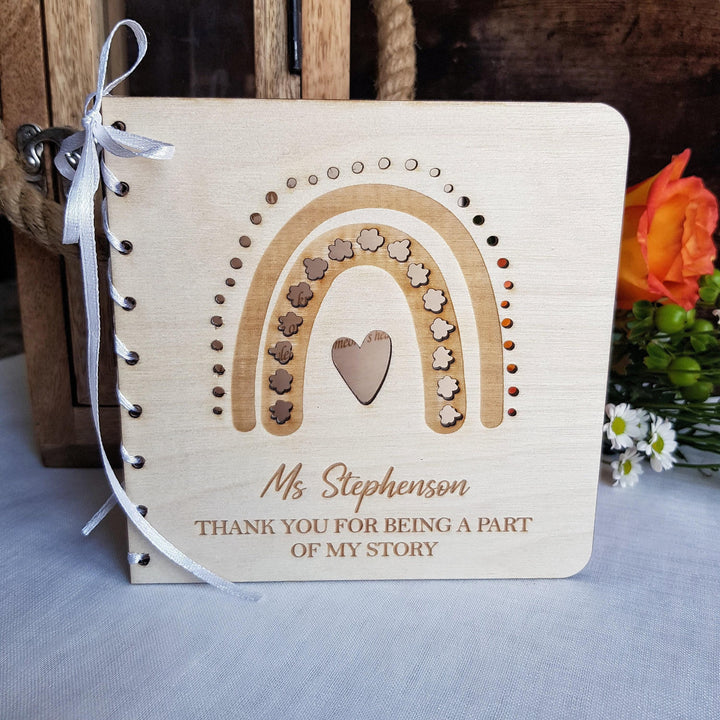 Personalized Wooden Rainbow Card for Teachers - End of School Keepsake Gift