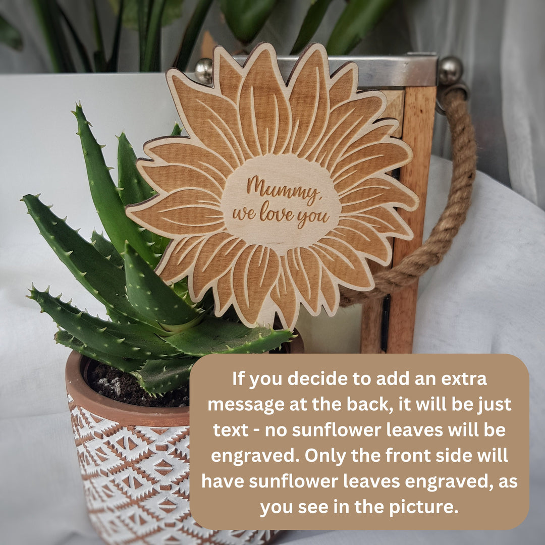 Personalised Sunflower Plant Lover Gift Tag - Wooden Flower Label for Valentines Day Mothers Day Teacher Appreciation Birthdays Anniversaries