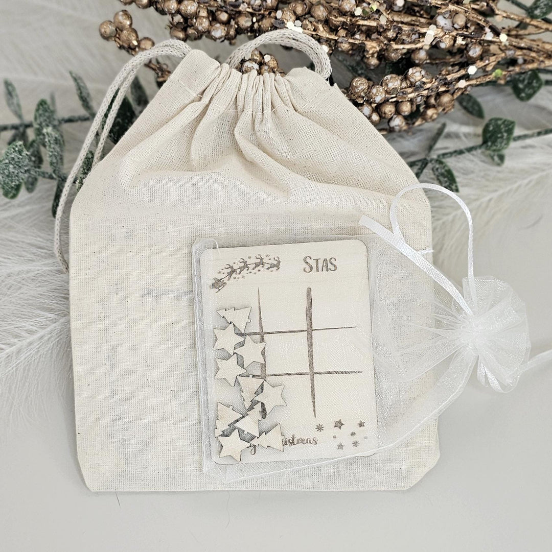 Christmas Noughts and Crosses - Personalized Wooden Tic Tac Toe Game for Kids