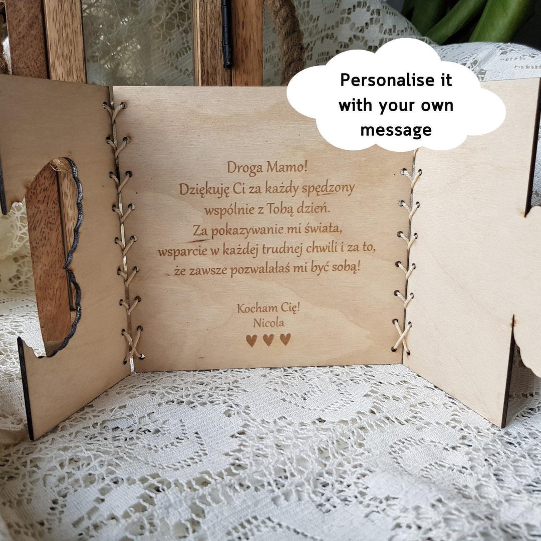 Personalised Card Rustic Boho Butterfly, Wooden Gift for Birthday Anniversary Wedding Teacher Friend Grandmother