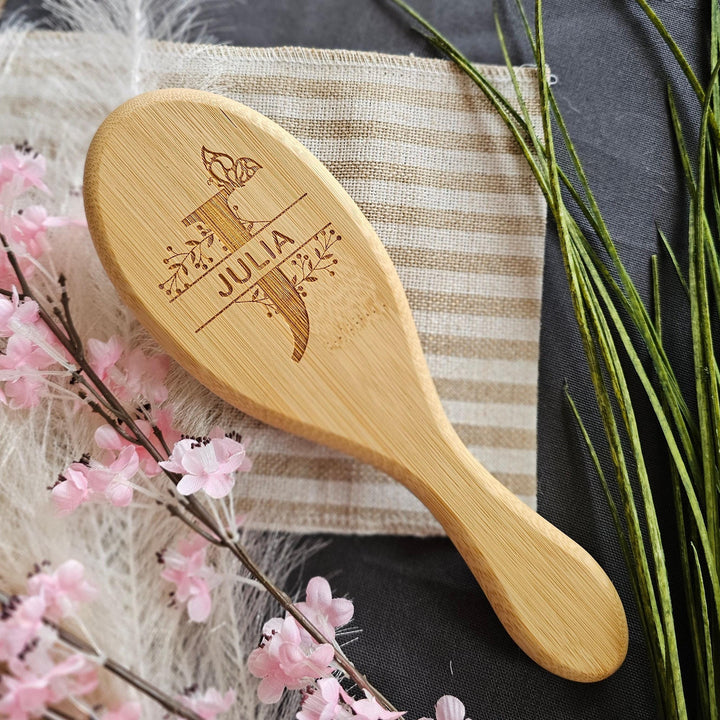 Personalised Wooden Hairbrush - Butterfly Monogram Gift for Dancer Mom or Daughter