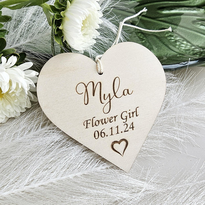 Personalised Wedding Ornament Gift, Wooden Rustic Bridal Party Keepsake, Hanging Decoration, Maid of Honour, Bridesmaid, Page Boy