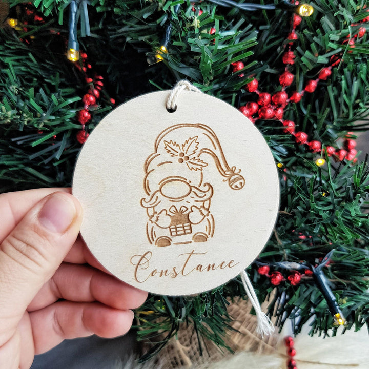 Customisable Winter Gnome Ornament - Personalized Christmas Bauble Decoration