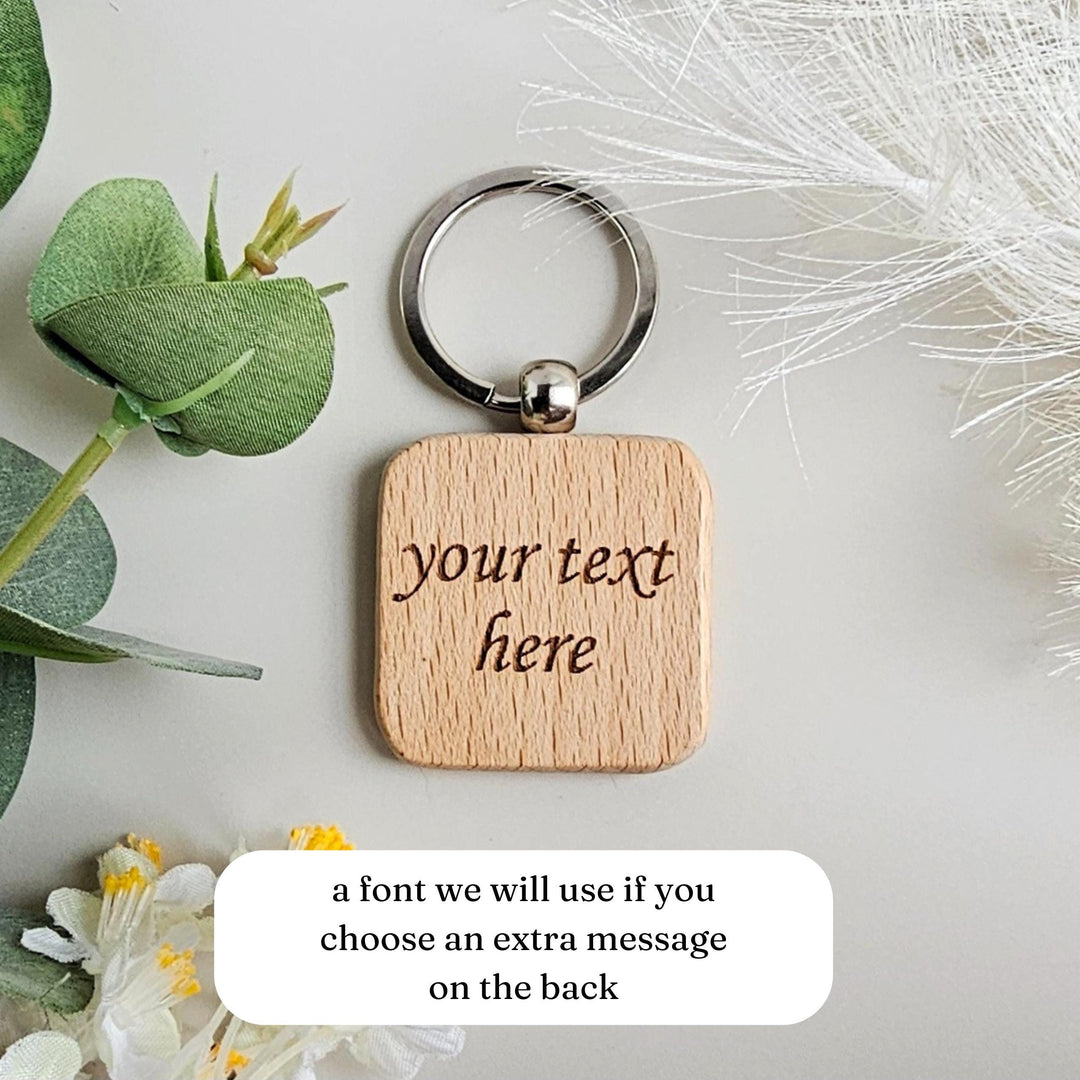 Personalised Wooden Keyring Set - Perfect Housewarming Wedding Anniversary or Valentine's Day Gift for Couples