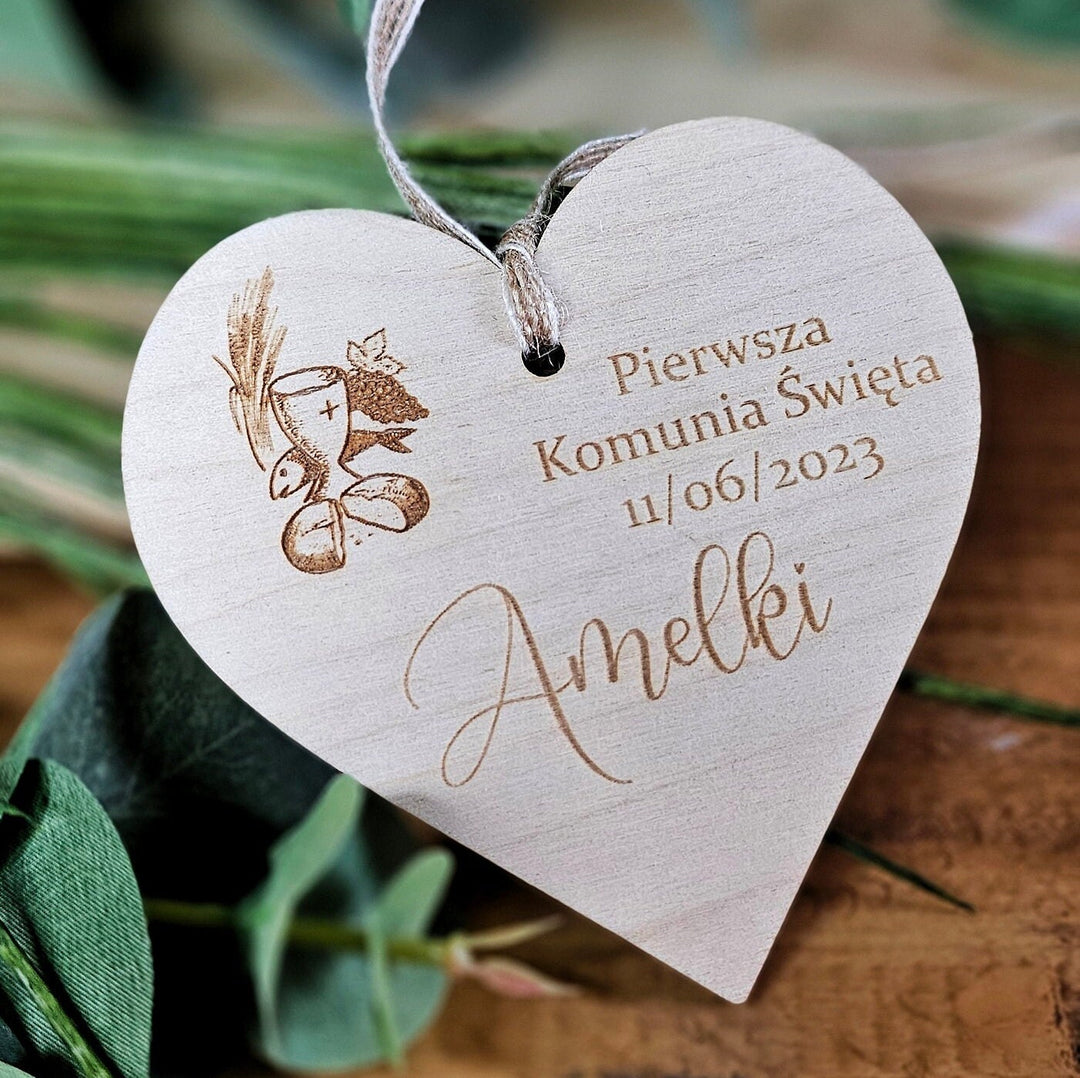 Personalised First Holy Communion Keepsake - Wooden Rustic Gift - Pamiatka Pierwszej Komunii Swietej - Baptism Christening Confirmation