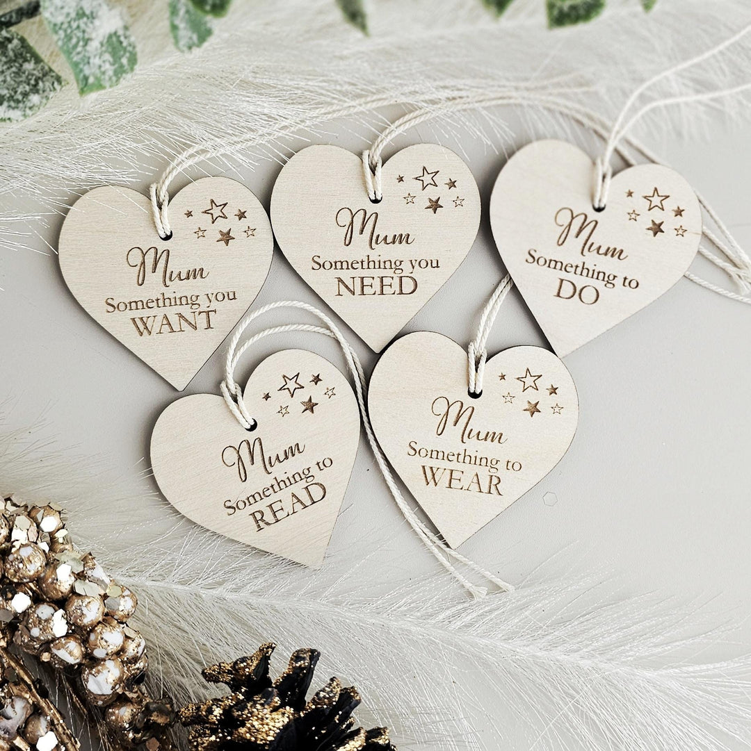 Personalised Rustic Christmas Gift Tags - Want Wear Need Read