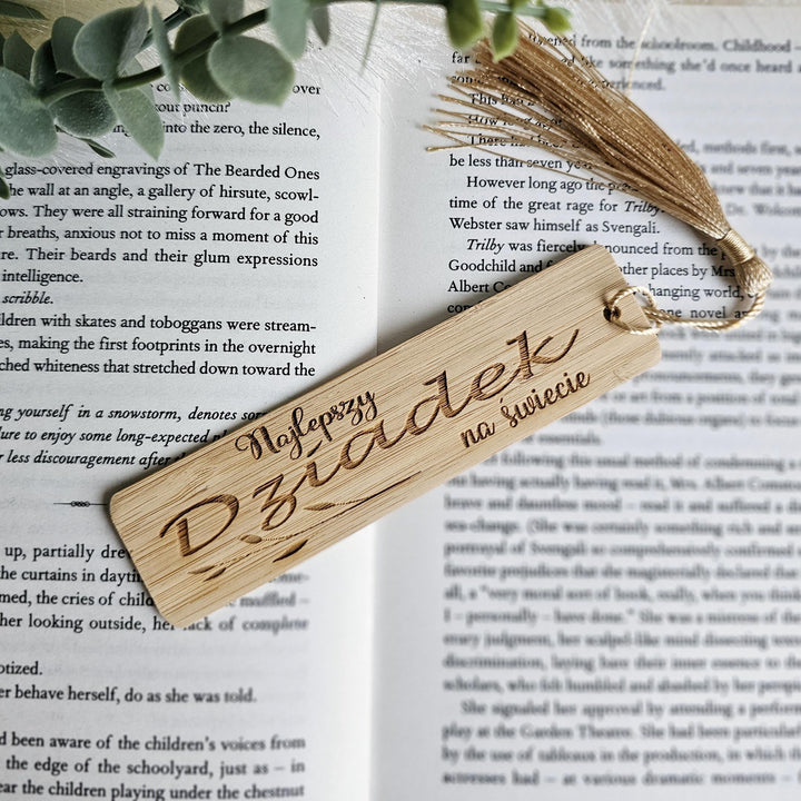 Personalised Wooden Bookmark - Eco Friendly Bamboo Reading Accessory With Golden Tassel