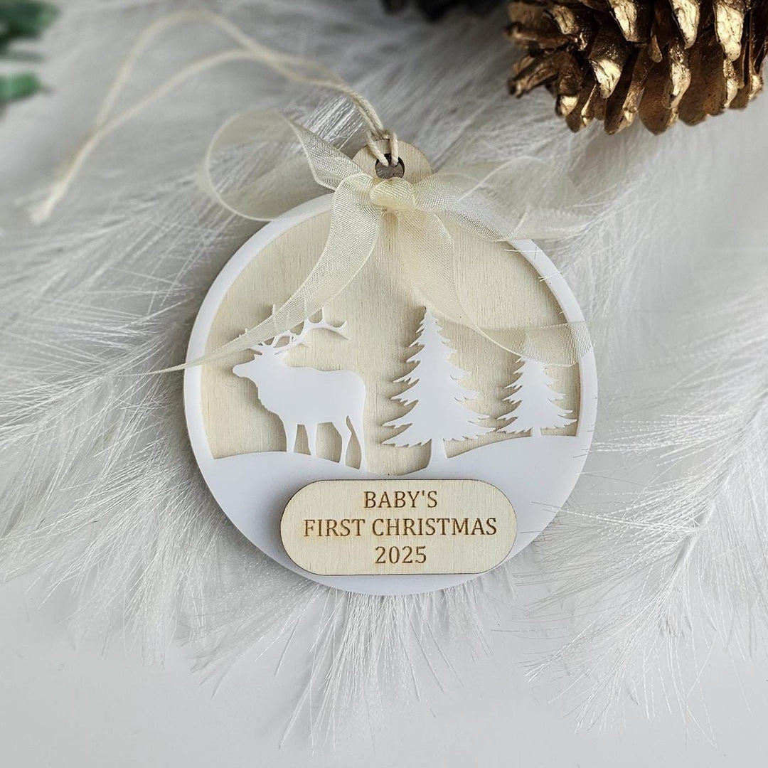 Baby’s First Christmas Ornament - Personalised Wooden Bauble Keepsake Gift