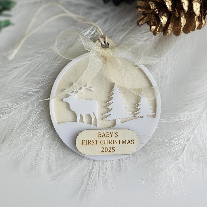 Baby’s First Christmas Ornament - Personalised Wooden Bauble Keepsake Gift