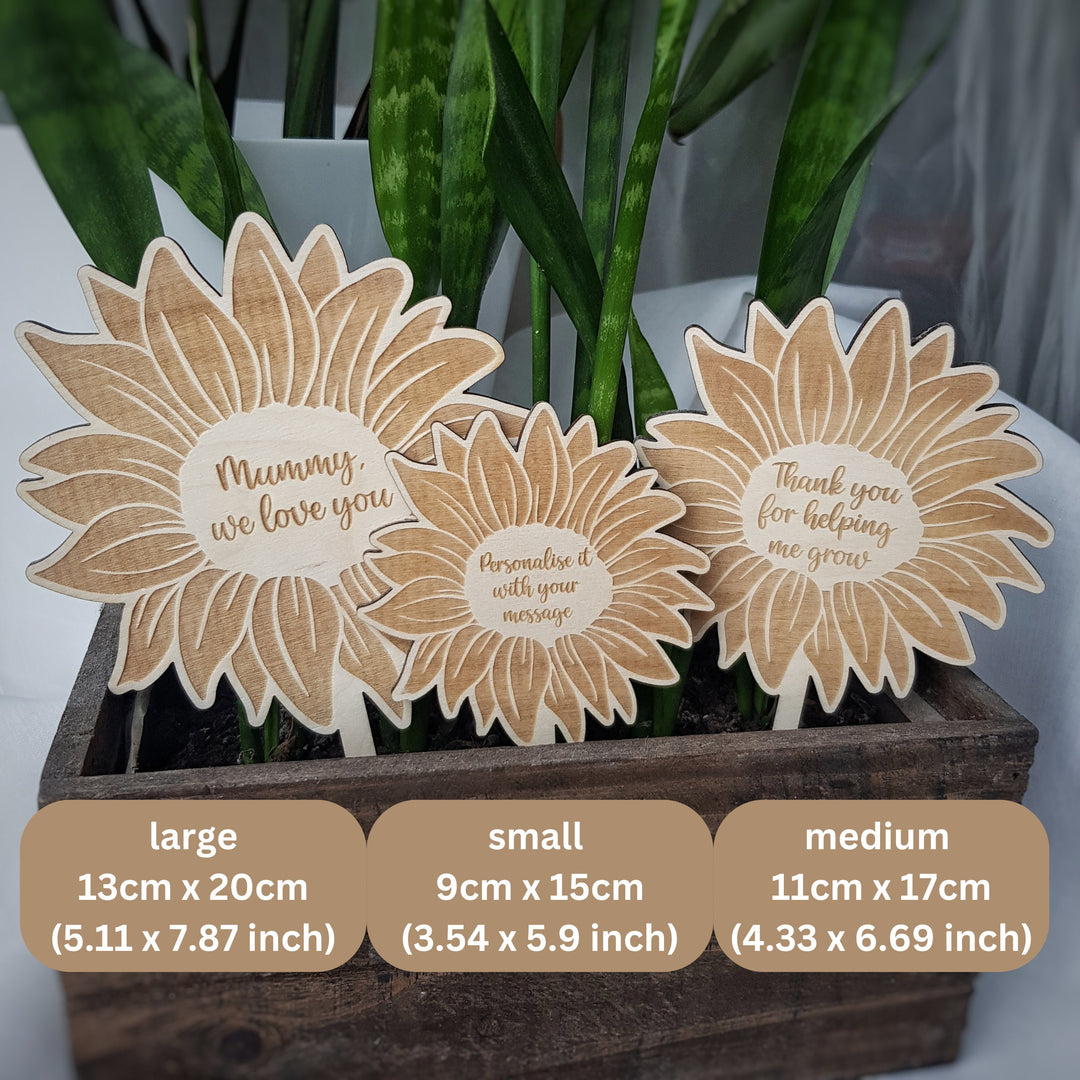 Personalised Sunflower Plant Lover Gift Tag - Wooden Flower Label for Valentines Day Mothers Day Teacher Appreciation Birthdays Anniversaries