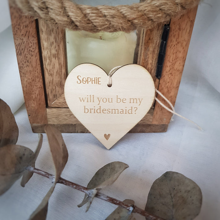 Personalised Will You Be My Bridesmaid Plaque, Bride Squad Proposal Ornament, Wooden Rustic Keepsake, Maid of Honour, Flower Girl