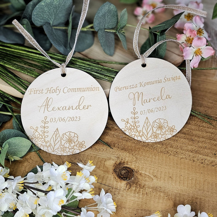 Personalised First Holy Communion Keepsake - Wooden Rustic Gift - Pamiatka Pierwszej Komunii Swietej - Baptism Christening Confirmation