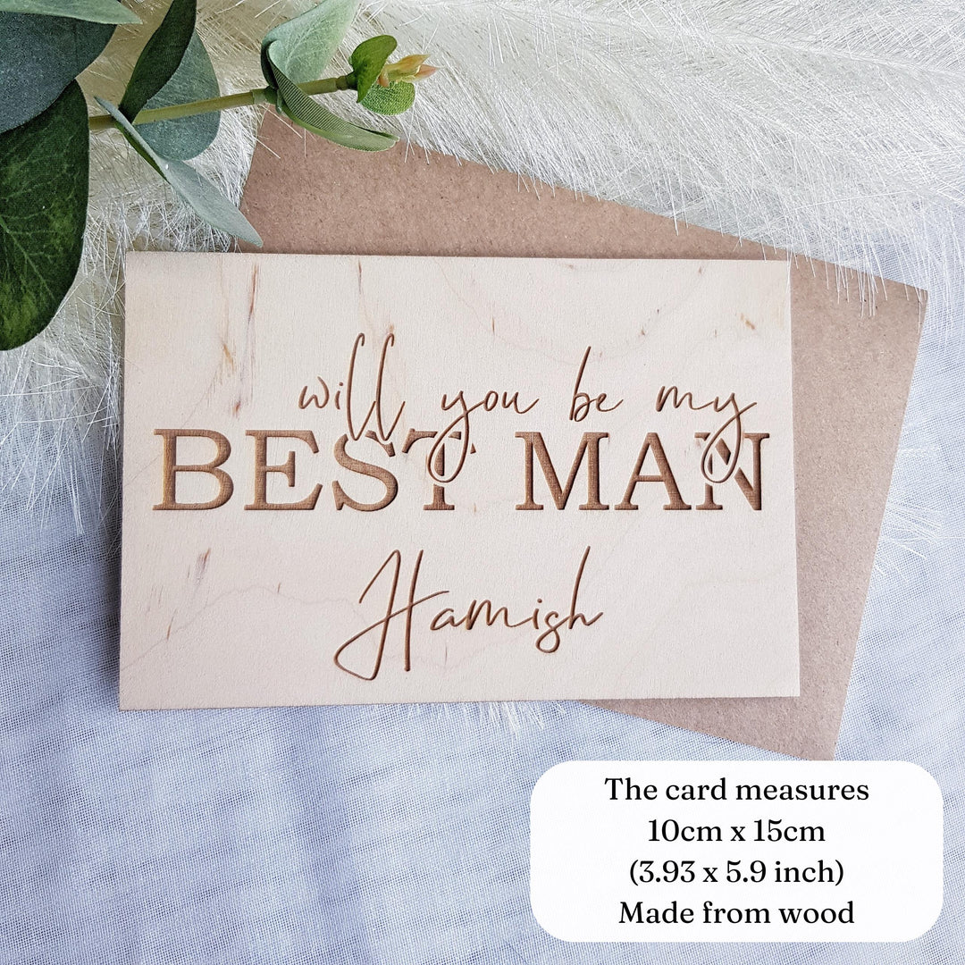Best Man Wooden Card - Personalised Wedding Proposal Keepsake - Will you be my Usher