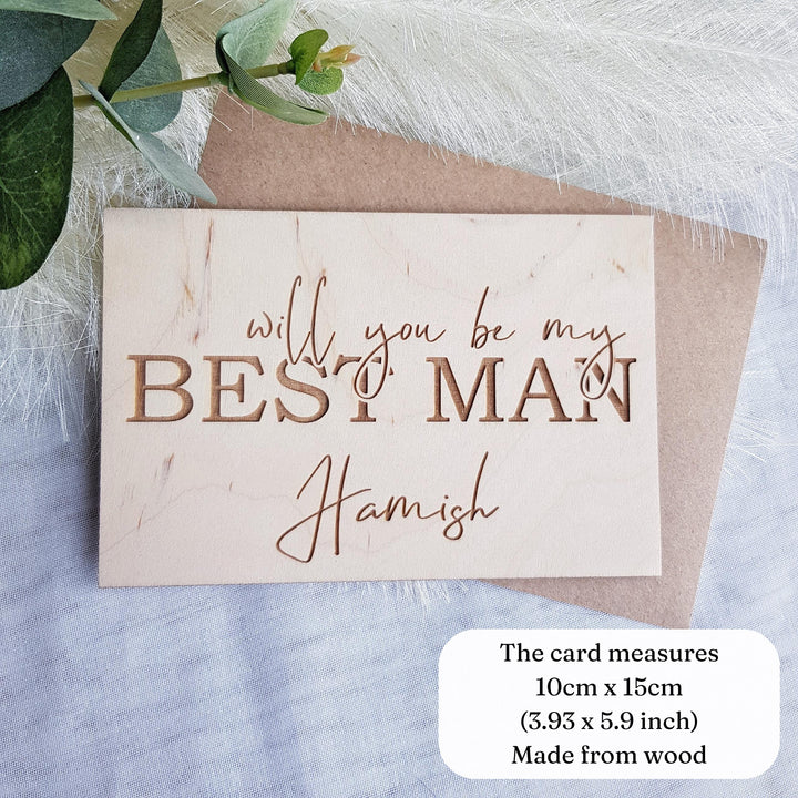 Best Man Wooden Card - Personalised Wedding Proposal Keepsake - Will you be my Usher