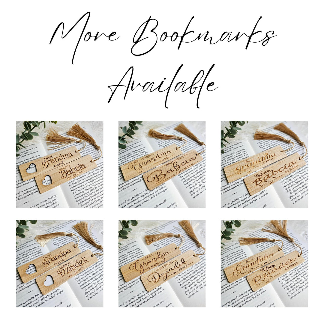 Grandmother Bookmark – Personalised Wooden Bamboo Gift with Golden Tassel for Grandma