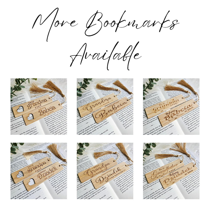 Grandmother Bookmark – Personalised Wooden Bamboo Gift with Golden Tassel for Grandma