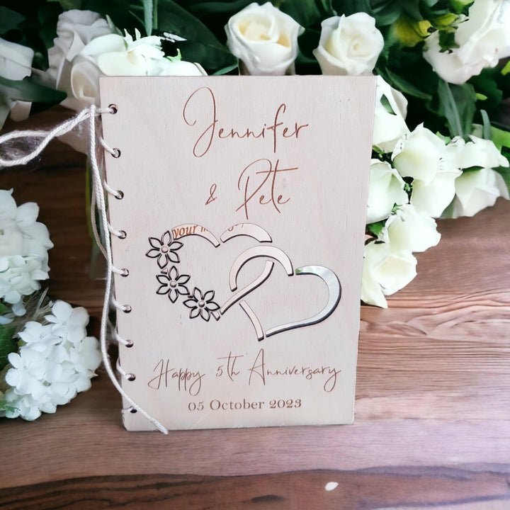 Personalized Wooden Anniversary Card - Rustic Keepsake Gift for Couples