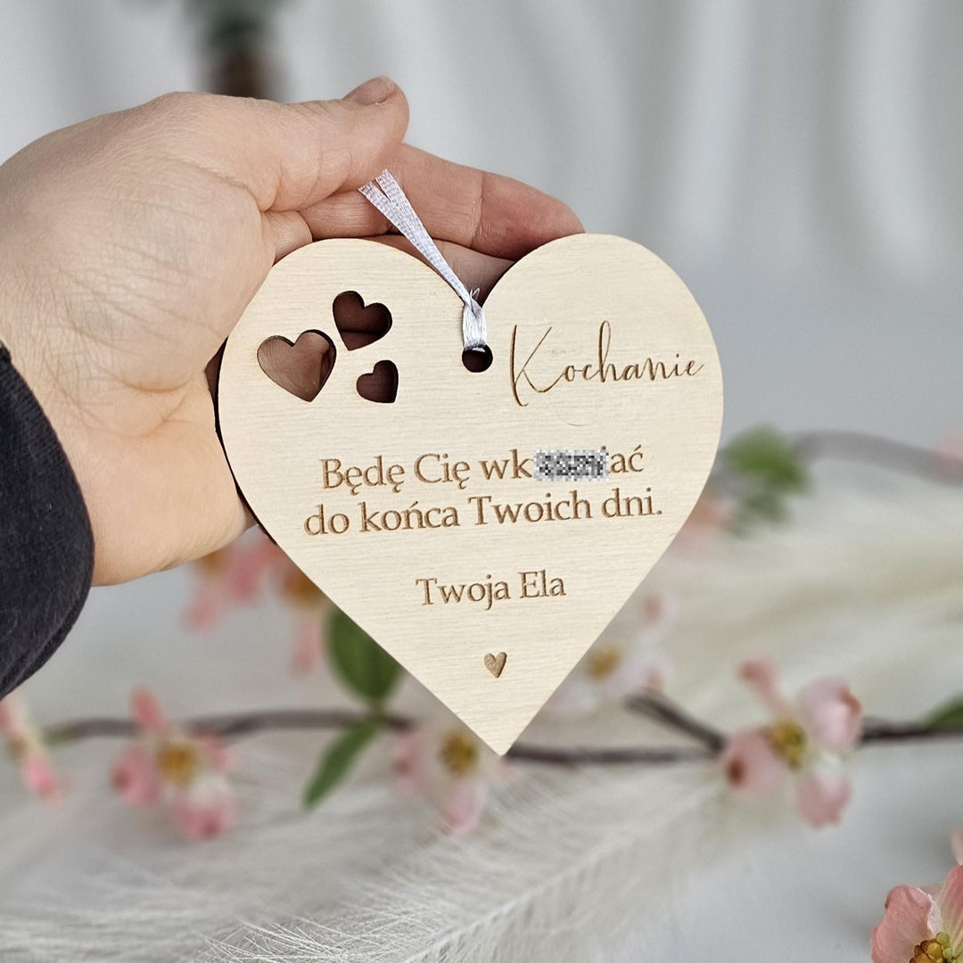 Personalised Wooden Car Mirror Pendant - Valentines Day Gift for Driving Partner