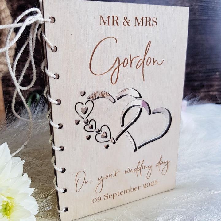 Personalised Wooden Wedding Card, Rustic Keepsake, Newlyweds Gift, Couple Gift Handmade Card