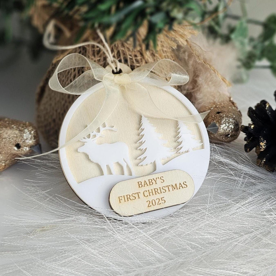 Baby’s First Christmas Ornament - Personalised Wooden Bauble Keepsake Gift