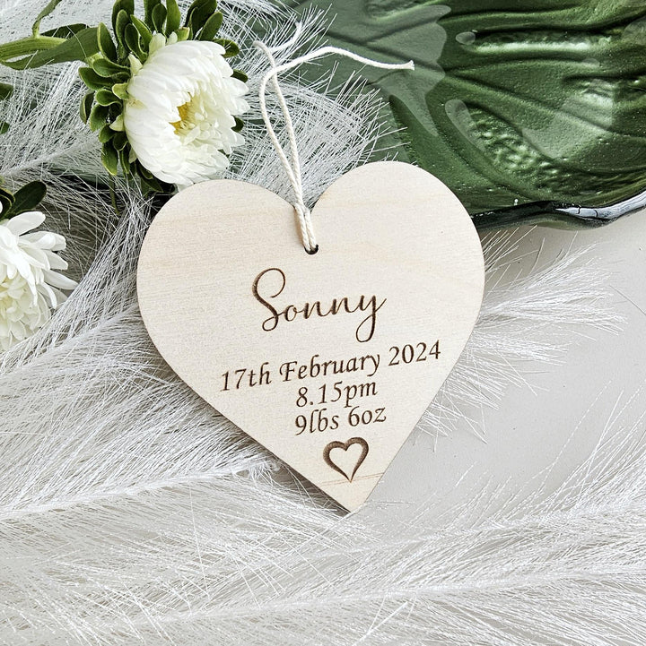 Personalised New Baby Keepsake, Wooden decoration, Newborn, Birth details, Nursery Decor, Gifts for New Parents, Birth Date and Weight