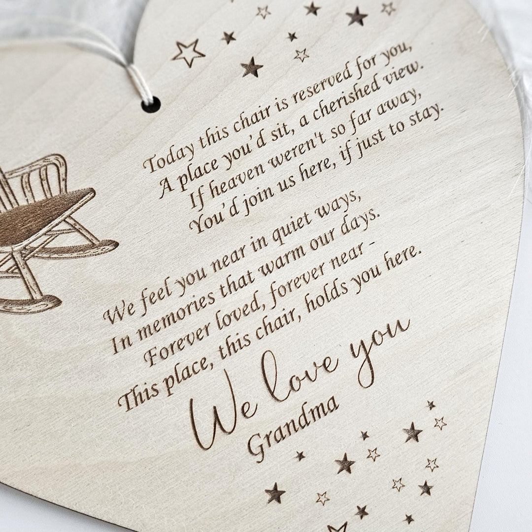 Personalised Christmas Chair Plaque - In Loving Memory Remembrance Sign