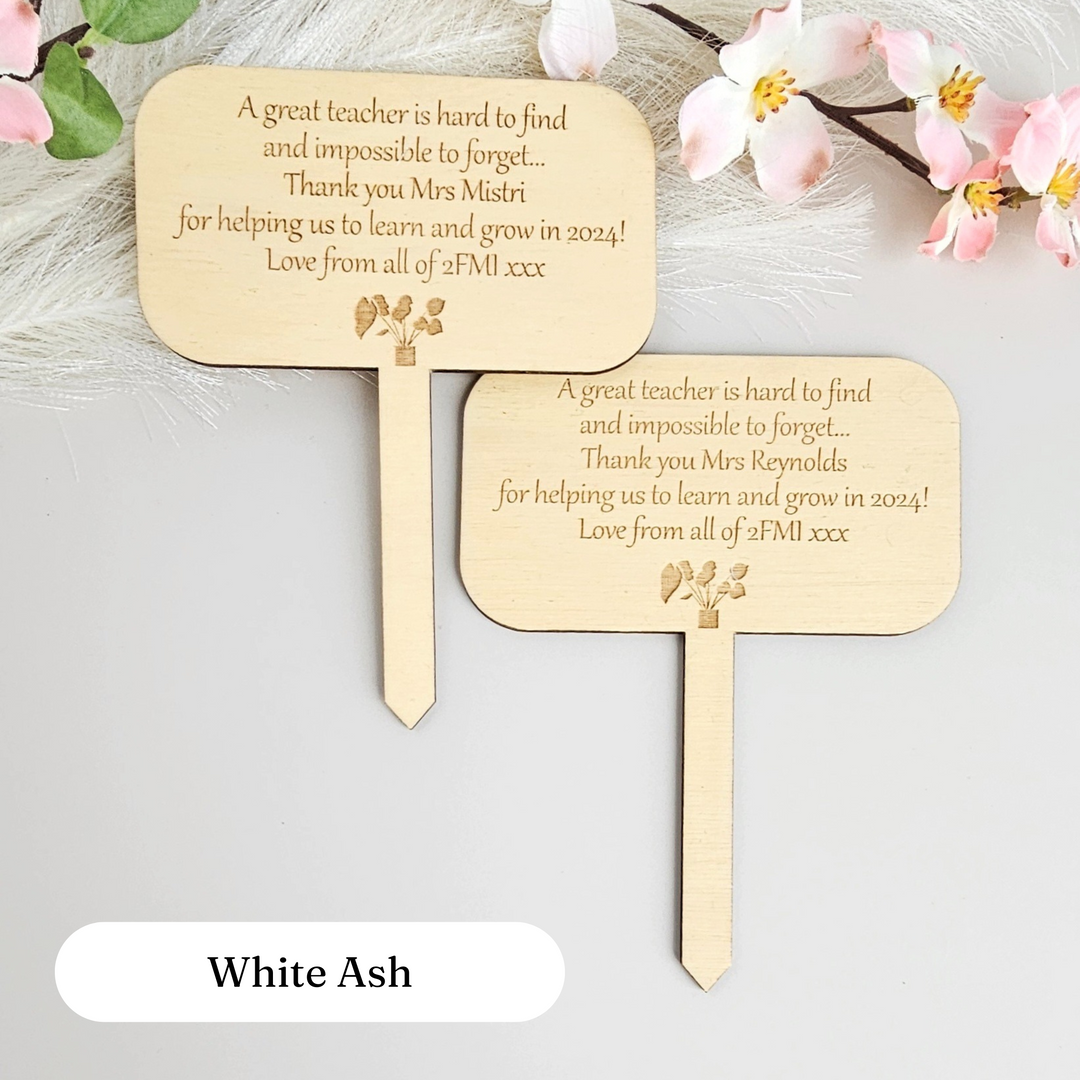 Personalised wooden plant gift tag - Rectangle shape