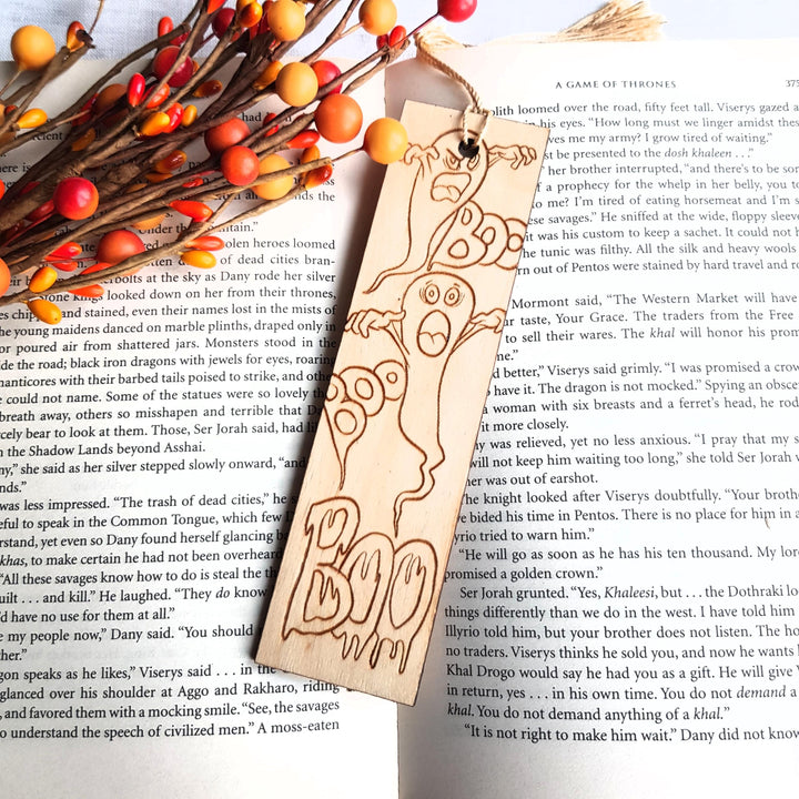 Halloween Ghost  Pumpkin Bookmark - Spooky Autumn Reading Accessory