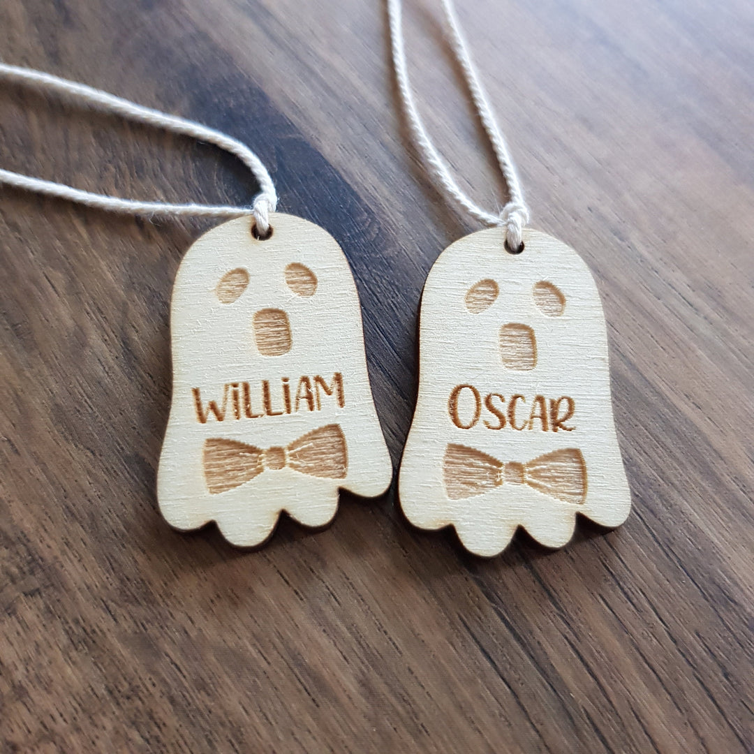 Personalised Halloween Basket Tags - Wooden Keepsake Gift Tags