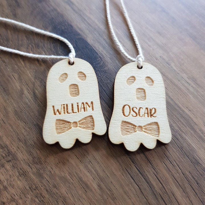 Personalised Halloween Basket Tags - Wooden Keepsake Gift Tags