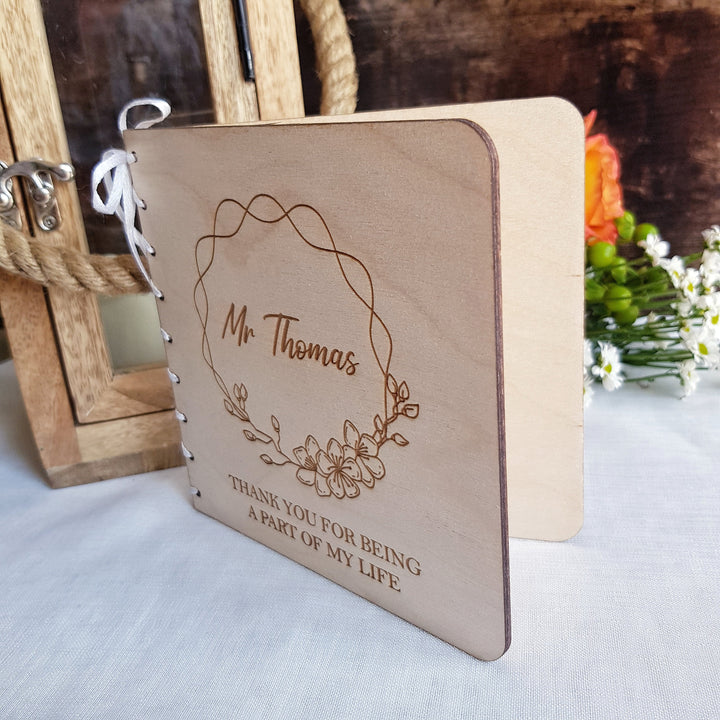 Personalized Wooden Thank You Card - Custom Graduation Keepsake for Teachers Teaching Assistants