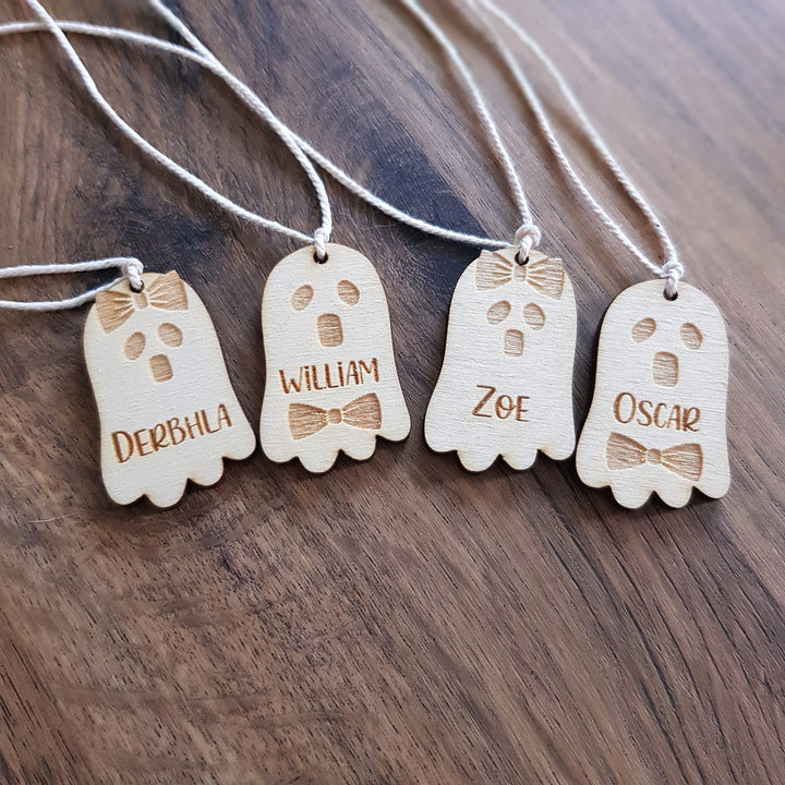 Personalised Halloween Basket Tags - Wooden Keepsake Gift Tags