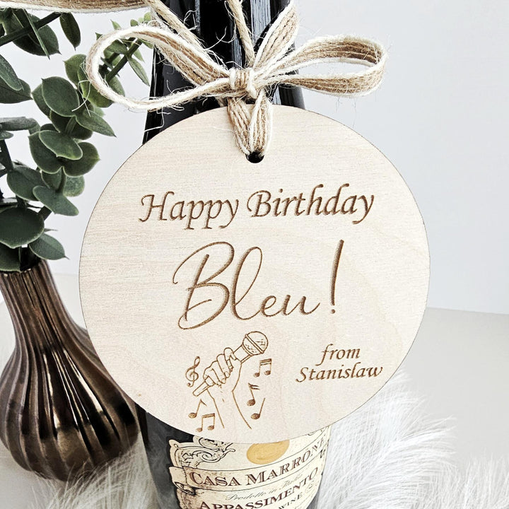 Personalised Wooden Gift Tag: Rustic Keepsake for Singer, Music Lover