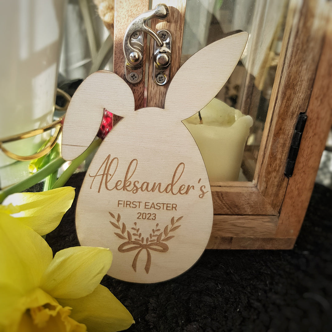 Wooden Baby Announcement First Easter | Milestone Card / Discs Photo Prop Plaque | | Social Media Flat Lay Prop | keepsake