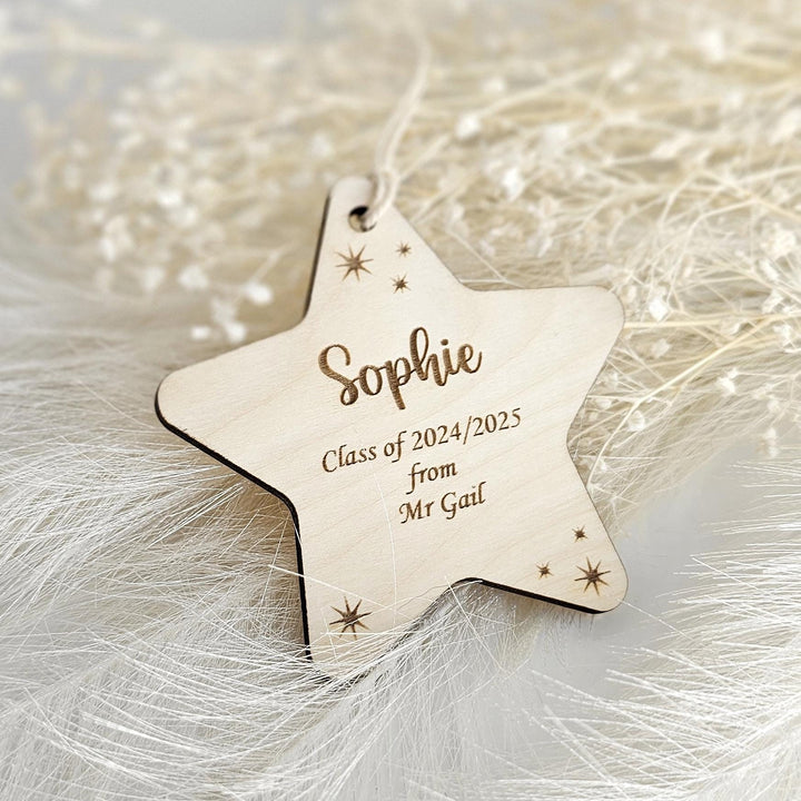 Personalized Wooden Star Token  Custom Teacher Gift End of Term Keepsake  Name Decoration