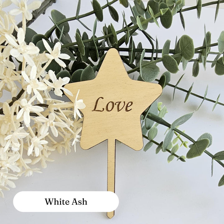 Personalised Wooden Star Plant Gift Tag - Eco-Friendly Engraved Label for Plant Lovers