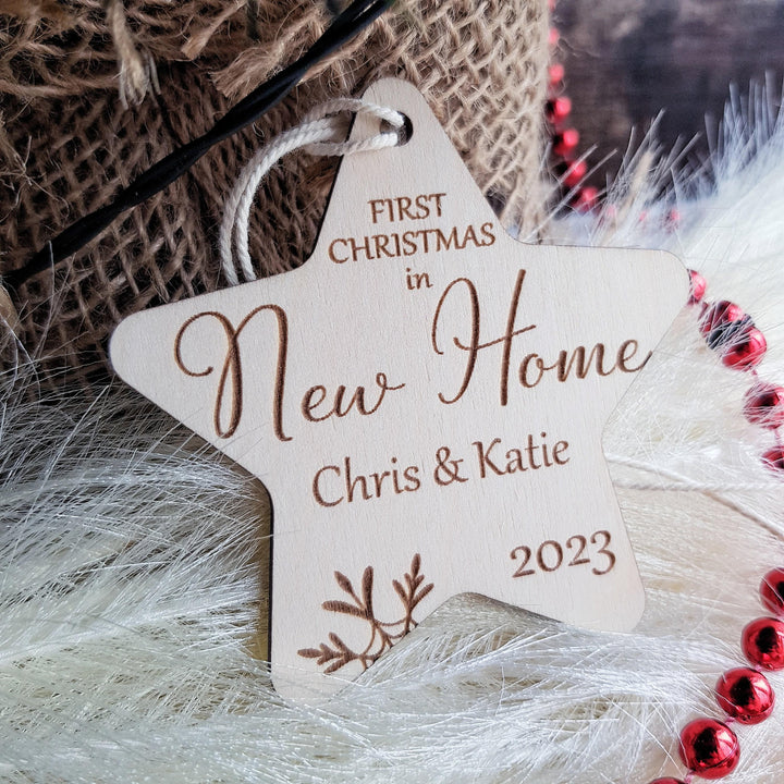 Personalised Wooden Christmas Bauble - Custom First Home Ornament - Unique Housewarming Gift