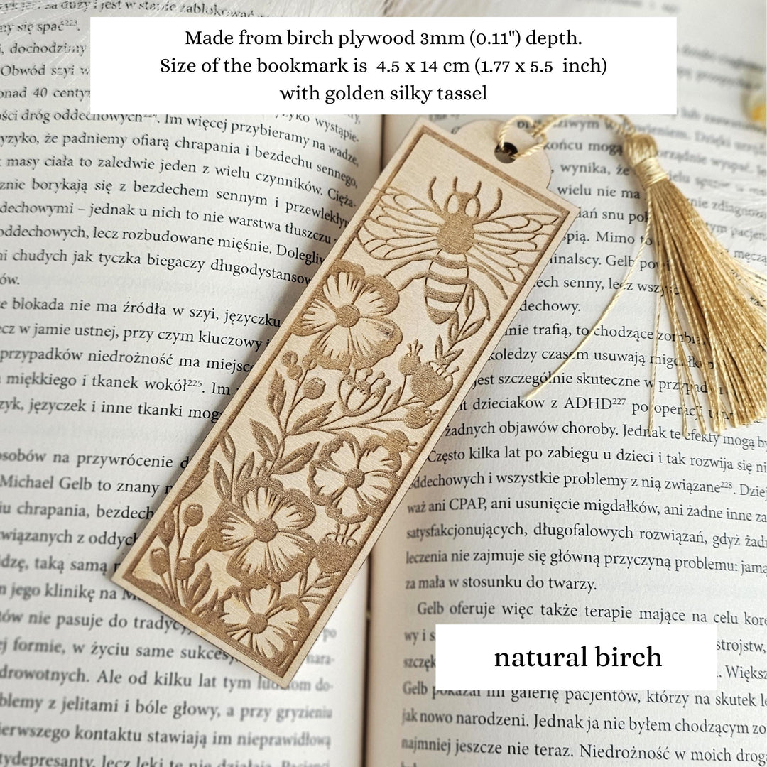 Bee Bookmark - Personalised Engraved Wooden Gift for Book Lovers