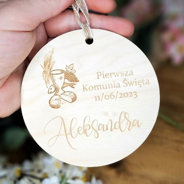 Personalised First Holy Communion Keepsake - Wooden Rustic Gift - Pamiatka Pierwszej Komunii Swietej - Baptism Christening Confirmation